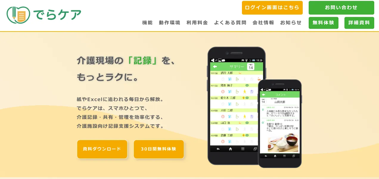 でらケアの画面