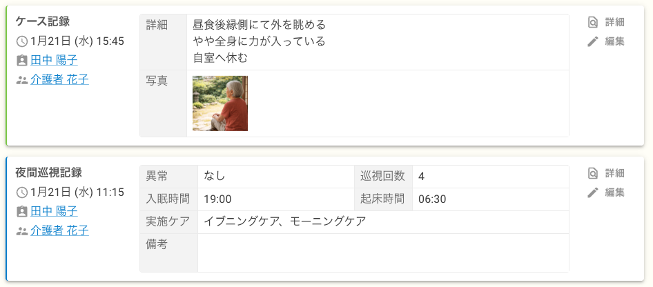 ケア記録（補記）記録カード